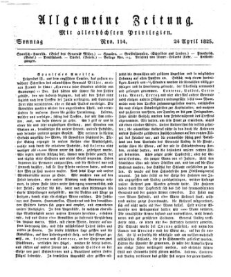 Allgemeine Zeitung Sonntag 24. April 1825