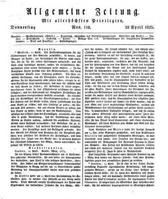 Allgemeine Zeitung Donnerstag 28. April 1825