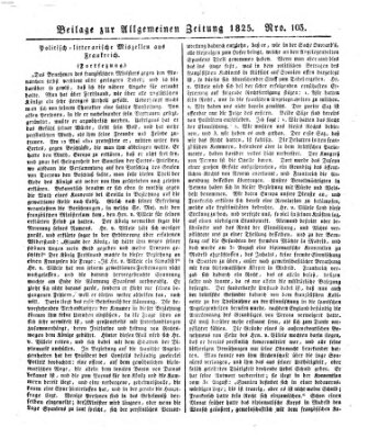 Allgemeine Zeitung Mittwoch 13. April 1825