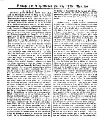 Allgemeine Zeitung Mittwoch 20. April 1825