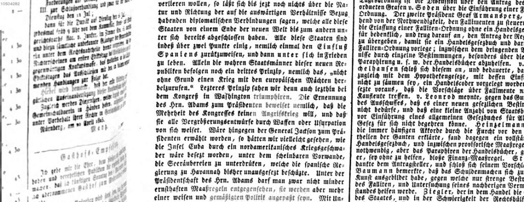 Allgemeine Zeitung Samstag 30. April 1825