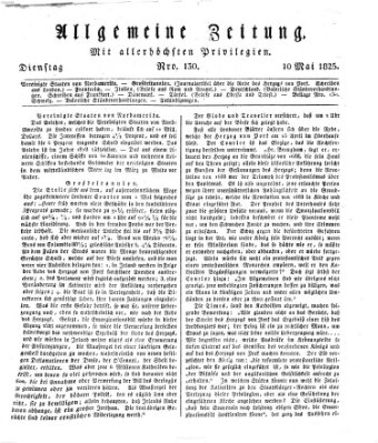 Allgemeine Zeitung Dienstag 10. Mai 1825