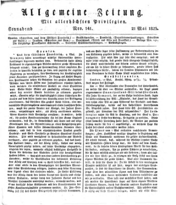 Allgemeine Zeitung Samstag 21. Mai 1825