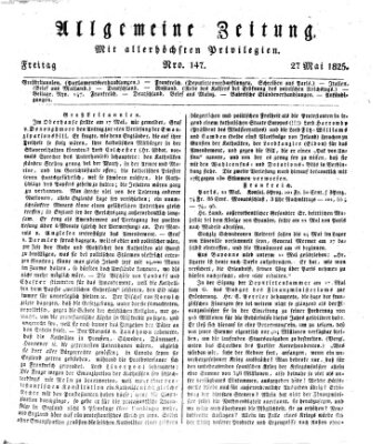 Allgemeine Zeitung Freitag 27. Mai 1825