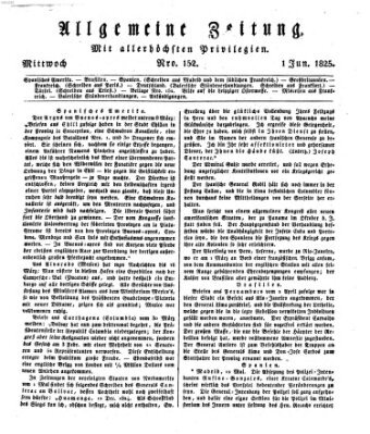 Allgemeine Zeitung Mittwoch 1. Juni 1825