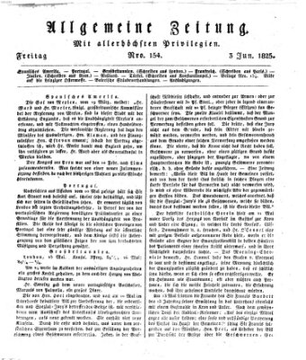 Allgemeine Zeitung Freitag 3. Juni 1825