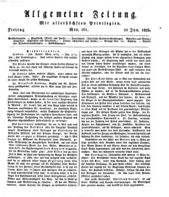 Allgemeine Zeitung Freitag 10. Juni 1825