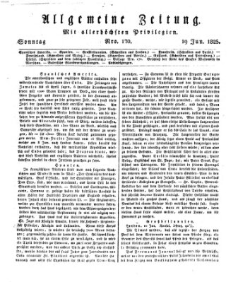 Allgemeine Zeitung Sonntag 19. Juni 1825