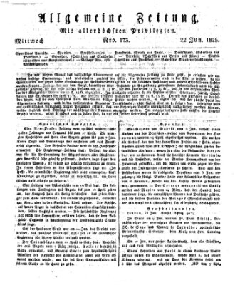 Allgemeine Zeitung Mittwoch 22. Juni 1825