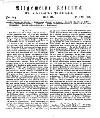 Allgemeine Zeitung Freitag 24. Juni 1825