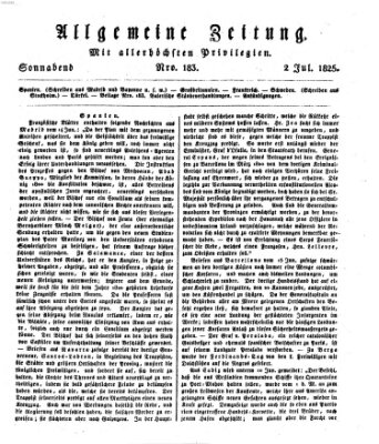 Allgemeine Zeitung Samstag 2. Juli 1825