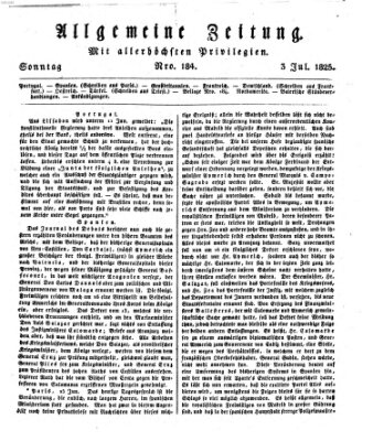 Allgemeine Zeitung Sonntag 3. Juli 1825