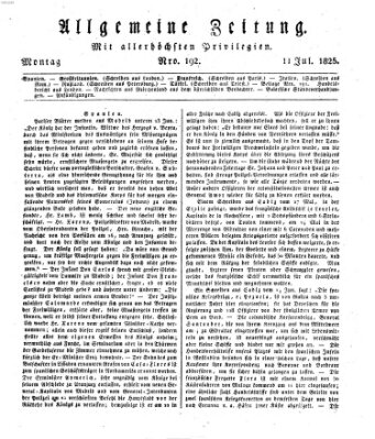Allgemeine Zeitung Montag 11. Juli 1825