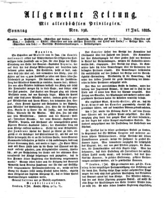 Allgemeine Zeitung Sonntag 17. Juli 1825