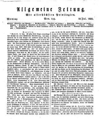 Allgemeine Zeitung Montag 18. Juli 1825