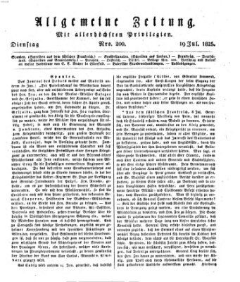 Allgemeine Zeitung Dienstag 19. Juli 1825