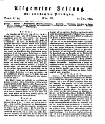 Allgemeine Zeitung Donnerstag 21. Juli 1825