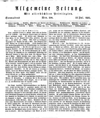 Allgemeine Zeitung Samstag 23. Juli 1825