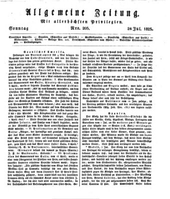 Allgemeine Zeitung Sonntag 24. Juli 1825