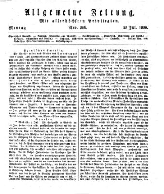 Allgemeine Zeitung Montag 25. Juli 1825