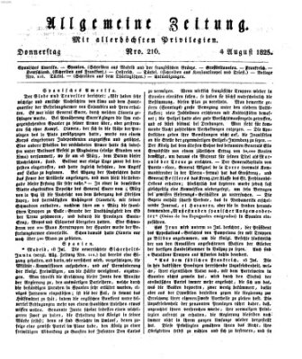 Allgemeine Zeitung Donnerstag 4. August 1825