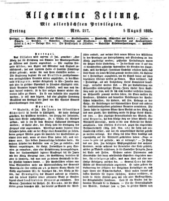 Allgemeine Zeitung Freitag 5. August 1825