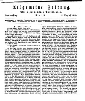 Allgemeine Zeitung Donnerstag 11. August 1825