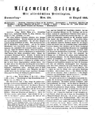 Allgemeine Zeitung Donnerstag 18. August 1825