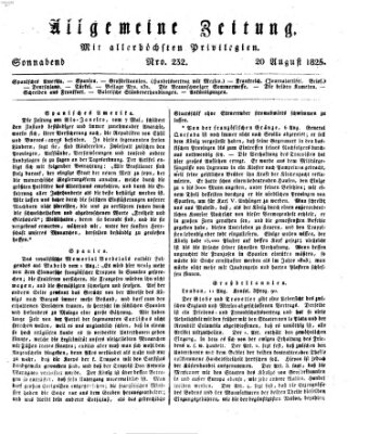 Allgemeine Zeitung Samstag 20. August 1825