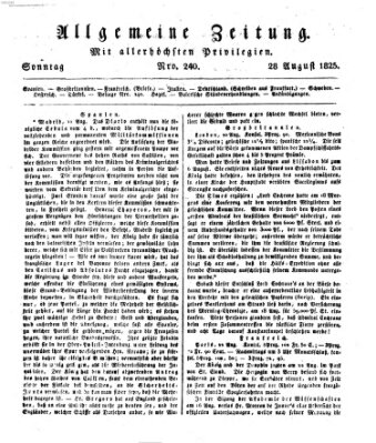 Allgemeine Zeitung Sonntag 28. August 1825