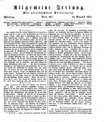 Allgemeine Zeitung Montag 29. August 1825