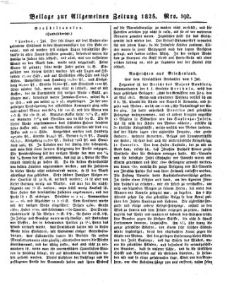 Allgemeine Zeitung Montag 11. Juli 1825