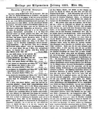 Allgemeine Zeitung Samstag 27. August 1825