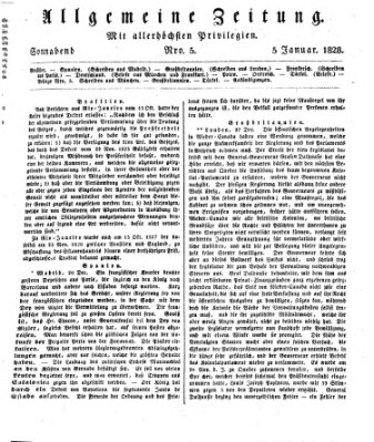 Allgemeine Zeitung Samstag 5. Januar 1828