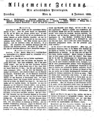 Allgemeine Zeitung Dienstag 8. Januar 1828