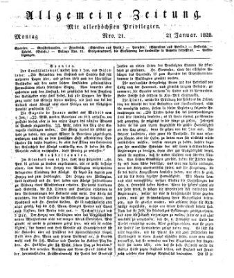 Allgemeine Zeitung Montag 21. Januar 1828