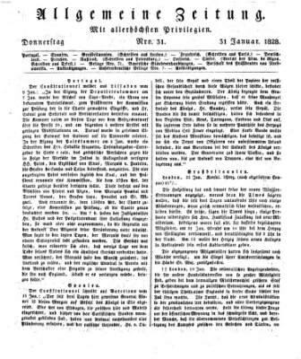 Allgemeine Zeitung Donnerstag 31. Januar 1828