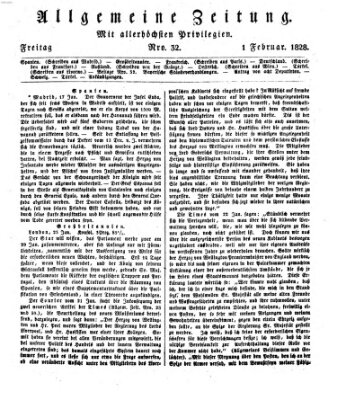 Allgemeine Zeitung Freitag 1. Februar 1828