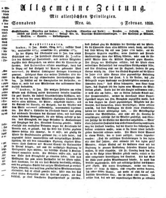 Allgemeine Zeitung Samstag 9. Februar 1828