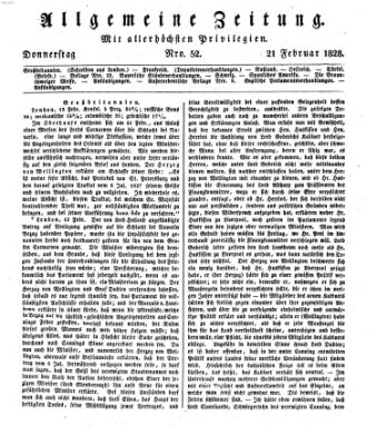 Allgemeine Zeitung Donnerstag 21. Februar 1828