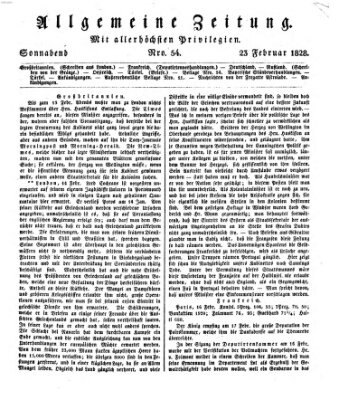 Allgemeine Zeitung Samstag 23. Februar 1828