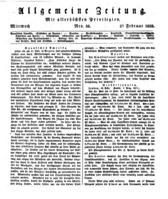 Allgemeine Zeitung Mittwoch 27. Februar 1828