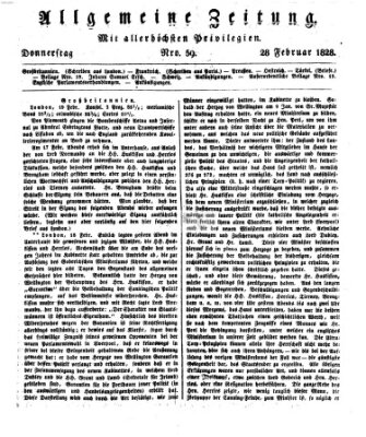 Allgemeine Zeitung Donnerstag 28. Februar 1828