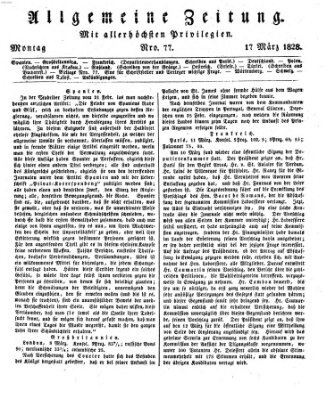 Allgemeine Zeitung Montag 17. März 1828