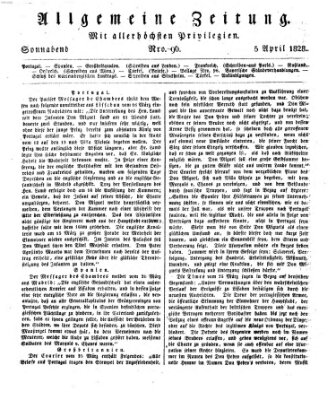 Allgemeine Zeitung Samstag 5. April 1828