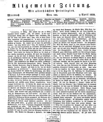 Allgemeine Zeitung Mittwoch 9. April 1828