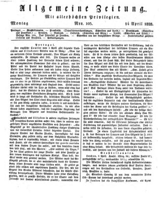 Allgemeine Zeitung Montag 14. April 1828