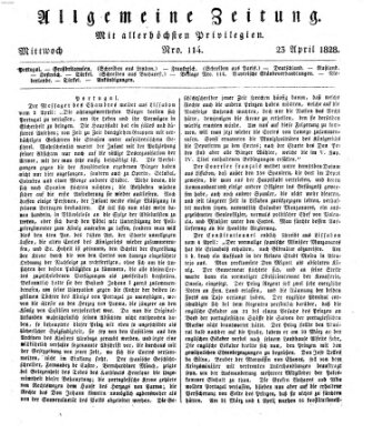 Allgemeine Zeitung Mittwoch 23. April 1828