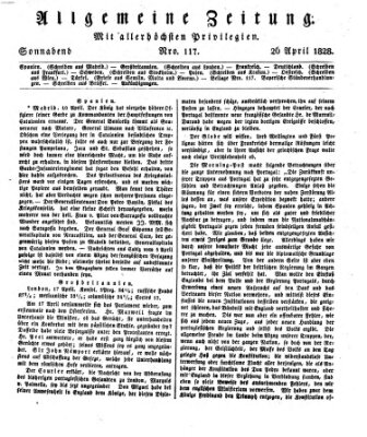 Allgemeine Zeitung Samstag 26. April 1828