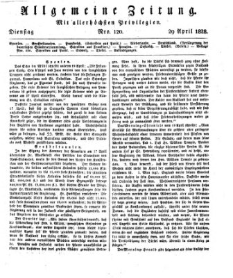 Allgemeine Zeitung Dienstag 29. April 1828